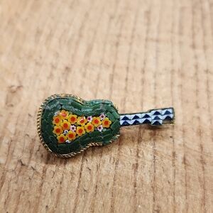 Vintage Italian Micro‎ Mosaic Pin Brooch Guitar